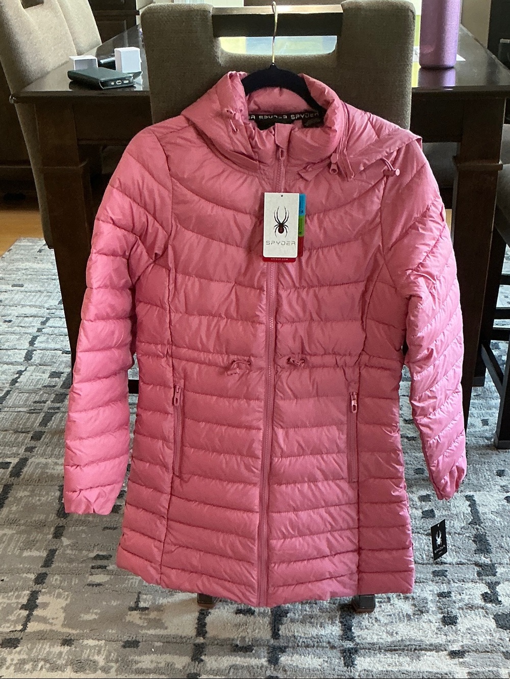 Spyder Women's Pink Long Packable Down Puffer Coat